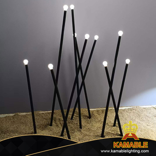 مصباح أرضي للحديقة خارجي على شكل كرة أكريليك معدني أسود بخط بسيط (KIH-91F)