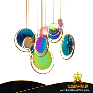 مصباح معلق LED للصالون مصنوع من الفولاذ المقاوم للصدأ دائري ملون (KD91256-D60)