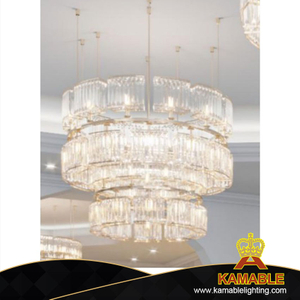 ثريا فيلا فاخرة ثلاثية الطبقات من الكريستال والذهب والمعدن (KIZ-68C)
